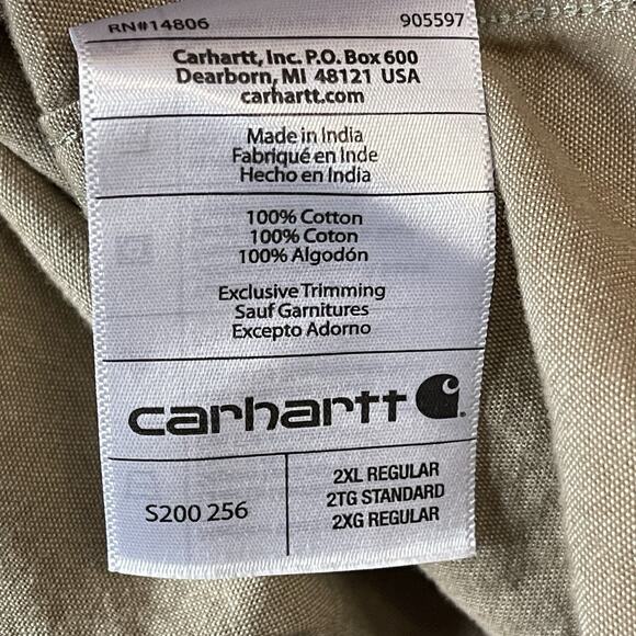 Carhartt Shirt Mens 2XL Brown Relaxed Fit Chambray Short Sleeve Button Up - Picture 7 of 9